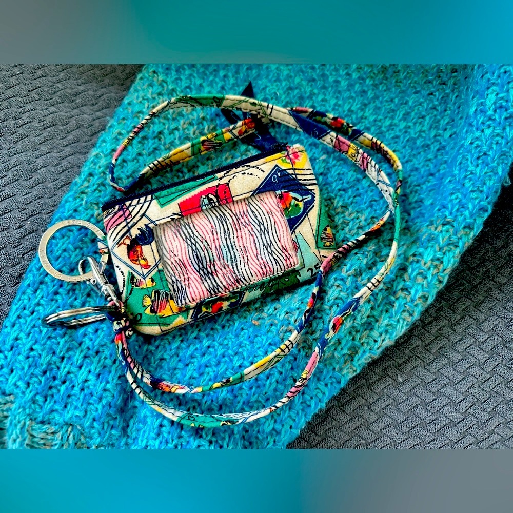 Vera Bradley Cuban Stamps ID holder and keychain